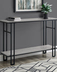 47" Gray and Black Frame Console Table With Shelves