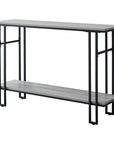 47" Gray and Black Frame Console Table With Shelves