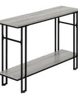 47" Gray and Black Frame Console Table With Shelves