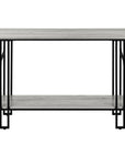 47" Gray and Black Frame Console Table With Shelves