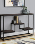 48" Brown and Black Frame Console Table With Shelves