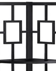 62" Black Metal Corner Bookcase