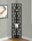 62" Espresso Metal Corner Bookcase