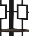 62" Espresso Metal Corner Bookcase