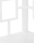 62" White Metal Corner Bookcase