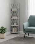 62" White Metal Corner Bookcase