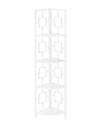 62" White Metal Corner Bookcase