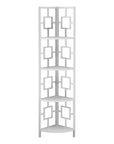 62" White Metal Corner Bookcase