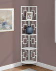62" White Metal Corner Bookcase