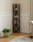 Espresso Metal Four Tier Corner Bookcase