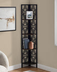 Espresso Metal Four Tier Corner Bookcase