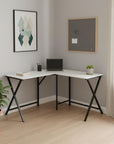 55" White and Black L Shape Computer Desk