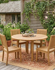48" Natural Rounded Solid Wood Outdoor Dining Table