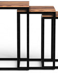 Set of Three 17" Black And Brown Solid Wood Nested Tables