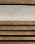 Set of Two Brown Wood Slat and Upholstery Storage Benches With Flip Top