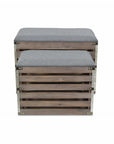 24" Gray and Brown Linen Upholstered Storage Bench with Flip Top