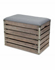 24" Gray and Brown Linen Upholstered Storage Bench with Flip Top