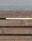Set Of 2 Square Gray Linen Fabric And Wood Slats Storage Benches