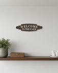 Welcome To The Farm Lacquered Black And White Metal Wall Art