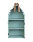 34" Aqua Blue Wood Canoe Hanging Shelf