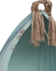 34" Aqua Blue Wood Canoe Hanging Shelf