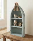 34" Aqua Blue Wood Canoe Hanging Shelf