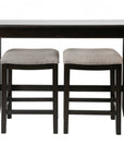 Set of Two 27" Light Gray And Dark Brown Fabric And Solid Wood Backless Bar Chairs