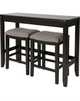 Set of Two 27" Light Gray And Dark Brown Fabric And Solid Wood Backless Bar Chairs