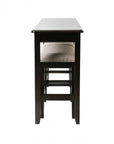 Set of Two 27" Light Gray And Dark Brown Fabric And Solid Wood Backless Bar Chairs