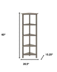 Gray Solid Wood Corner Bookcase