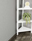 White Solid Wood Corner Bookcase