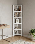 White Solid Wood Corner Bookcase