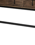 56" Brown and Black Solid Wood and Metal Distressed Console Table With Four Drawers