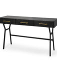 51" Black Writing Desk With Three Drawers