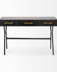 51" Black Writing Desk With Three Drawers