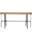 60" Brown and Black Solid Wood and Metal Trestle Console Table