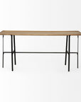 60" Brown and Black Solid Wood and Metal Trestle Console Table