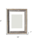 16" x 20" Gray Distressed Wood Hanging Picture Frame with Mat