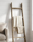 48" Black And Brown Distressed Solid Wood Four Step Ladder Shelf