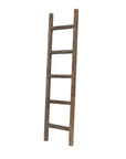 60" Espresso Distressed Solid Wood Five Step Ladder Shelf