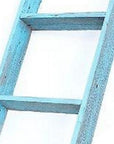 57" Turquoise Distressed Solid Wood Five Step Ladder Shelf