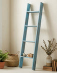 57" Turquoise Distressed Solid Wood Five Step Ladder Shelf