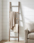 72" Gray Distressed Solid Wood Seven Step Ladder Shelf