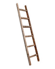 72" Gray Distressed Solid Wood Four Step Ladder Shelf