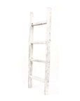 48" White Distressed Solid Wood Four Step Ladder Shelf