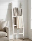48" White Distressed Solid Wood Four Step Ladder Shelf