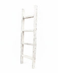 48" White Distressed Solid Wood Four Step Ladder Shelf