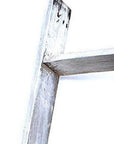 49" White Distressed Solid Wood Four Step Ladder Shelf