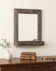Rustic Weathered Gray Reclaimed Wood Plank Mirror With Shelf