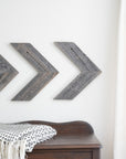 Set of Three Gray Distressed Wood Hanging Arrow Dimensional Sculptures